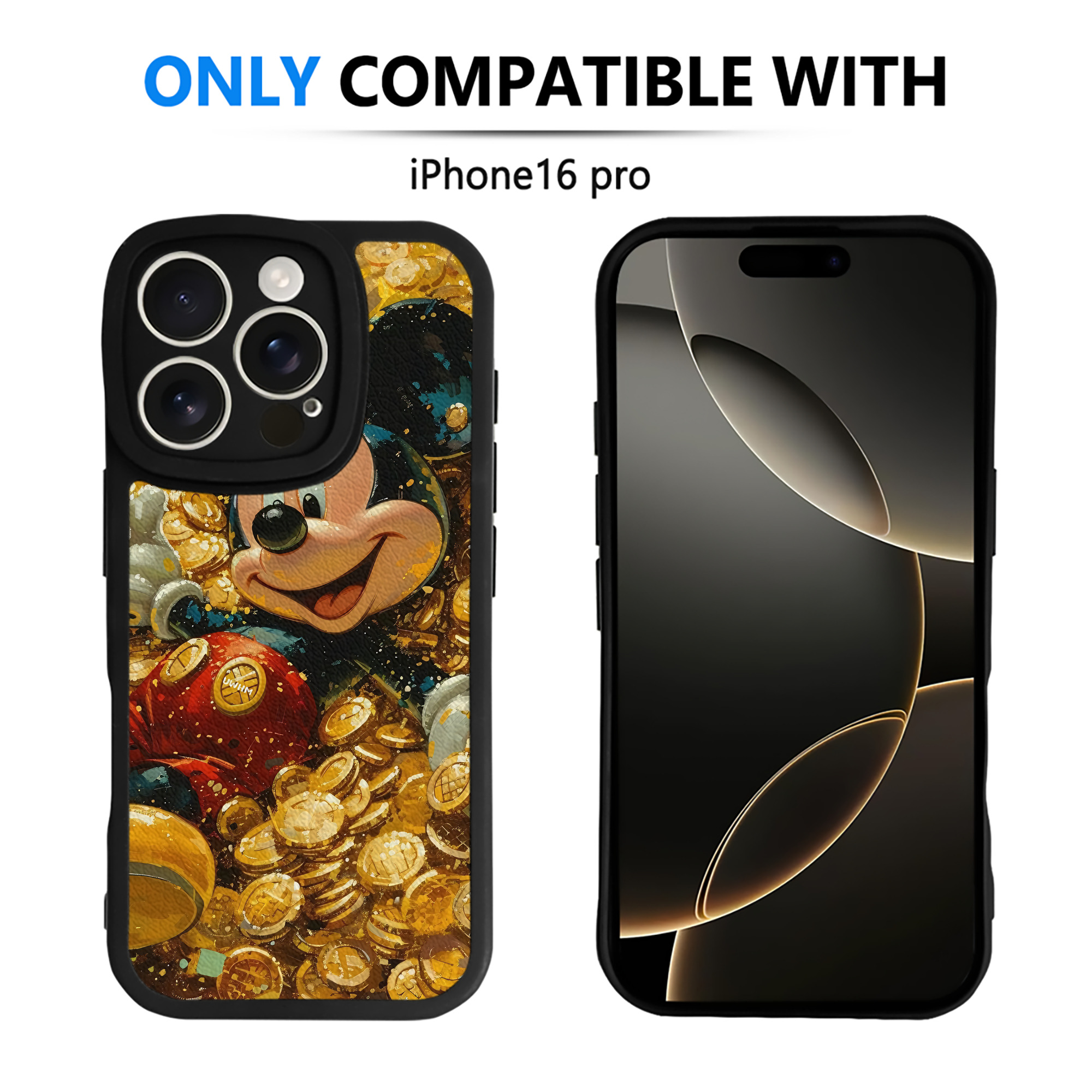 （画像用） ミッキーマウス Mickey Mouse 【iPhone 16シリーズ対応】シリコンスマホケース（レザー調） 材質：シリコン